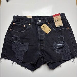 Levi's Womens 501 Original Shorts‎ black disstressd